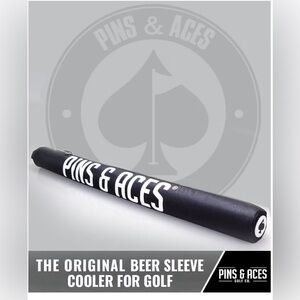 PINS & ACES Original Golf Beer Sleeve Cooler in Black